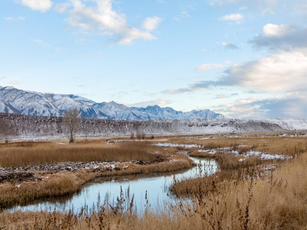 River in winter off Fish Slough Road in Bishop, California